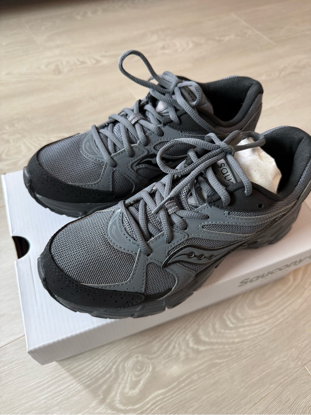Saucony Gray and Black Mesh Running Shoes